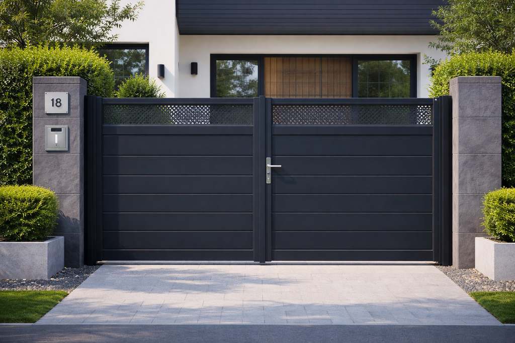 Premium Steel Driveway Gate (Black Powder-Coated)